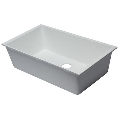 Alfi Single Bowl Sinks, Whitesnow, Undermount, Single, White,Arctic White, White, Modern, Indoor, Granite Composite, Under Mount, Kitchen Sink, 811413025029, AB3322UM-W,30 - 35 in Long,15 - 20 in Wide