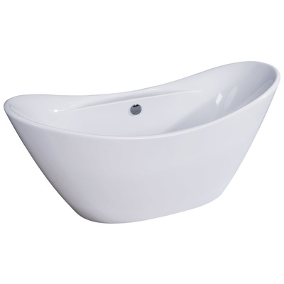 Alfi Brand AB8803 68 Inch White Oval Acrylic Free Standing Soaking Bathtub