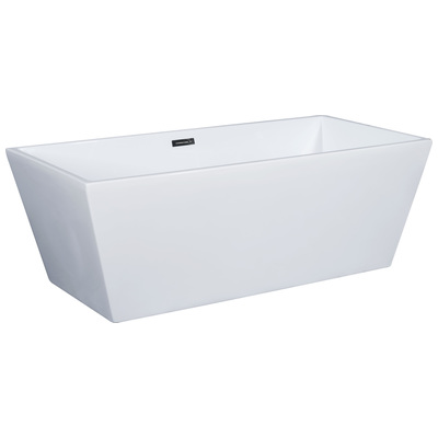 Alfi Brand AB8832 67 Inch White Rectangular Acrylic Free Standing Soaking Bathtub