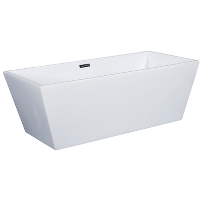 Alfi Brand AB8833 59 Inch White Rectangular Acrylic Free Standing Soaking Bathtub