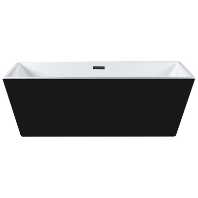 Alfi Brand AB8834 59 Inch Black & White Rectangular Acrylic Free Standing Soaking Bathtub