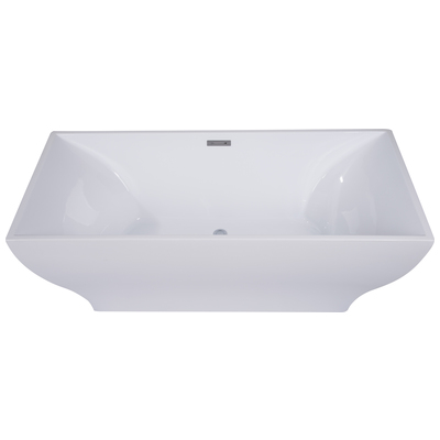 Alfi Brand AB8840 67 Inch White Rectangular Acrylic Free Standing Soaking Bathtub