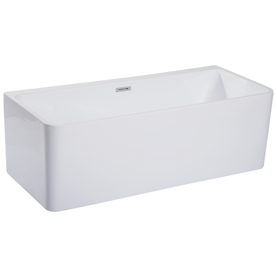 Alfi Brand AB8859 67 Inch White Rectangular Acrylic Free Standing Soaking Bathtub