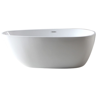 Alfi Brand AB8861 59 Inch White Oval Acrylic Free Standing Soaking Bathtub