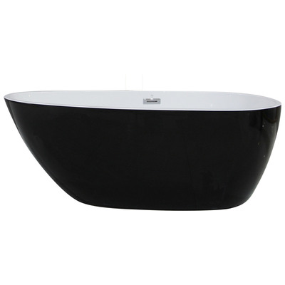 Alfi Brand AB8862 59 Inch Black & White Oval Acrylic Free Standing Soaking Bathtub