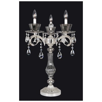 Allegri Locatelli 3 Light Table Lamp in Two Tone Silver with Firenze Clear 10094-017-FR001