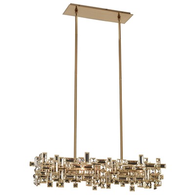 Allegri Vermeer 6 Light Island in Brushed Champagne Gold with Swarovski Elements Clear 11198-038-SE001
