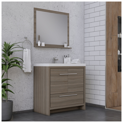 Alya Sortino 36 inch Modern Bathroom Vanity, Gray AB-MD636-G