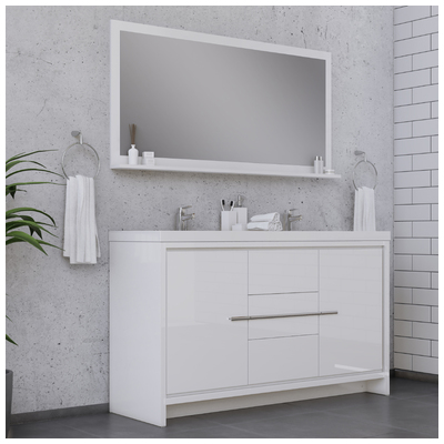 Alya Bathroom Vanities, Double Sink Vanities, 50-70, White, Complete Vanity Sets, Vanity with Top, 608650305799, AB-MD660D-W