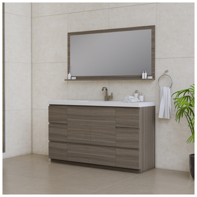 Alya Paterno 60 inch Single Modern Freestanding Bathroom Vanity, Gray AB-MOA60S-G