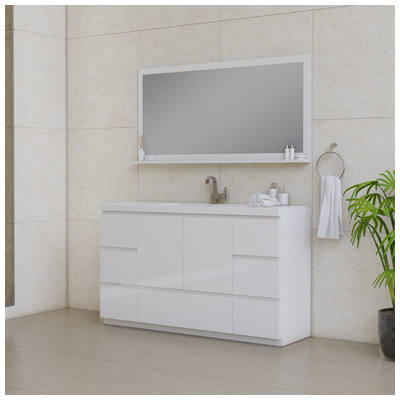 Alya Paterno 60 inch Single Modern Freestanding Bathroom Vanity, White AB-MOA60S-W