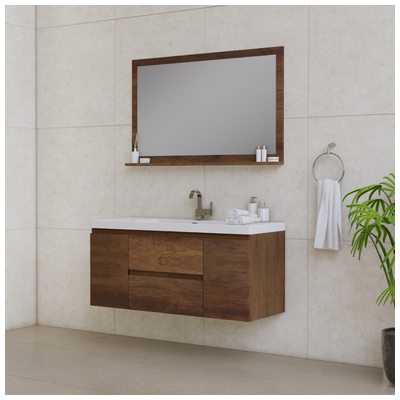 Alya Paterno 48 inch Modern Wall Mounted Bathroom Vanity, Rosewood AB-MOF48-RW