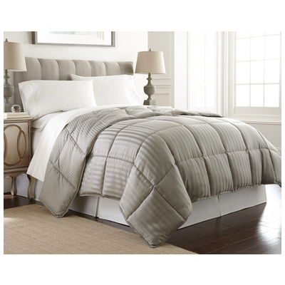 Amrapur Dobby Stripe Reversible Down Alternative Comforter Grey King 1DBYDWNG-GRY-KG