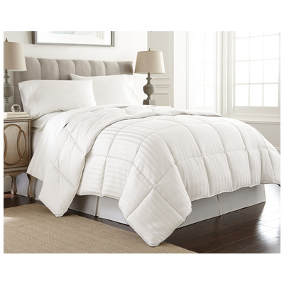 Amrapur Dobby Stripe Reversible Down Alternative Comforter White Full/queen 1DBYDWNG-WHT-QN