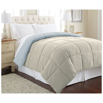 Amrapur Down Alternative Reversible Comforter Oatmeal/dusty Blue King 2DWNCMFG-ODL-KG