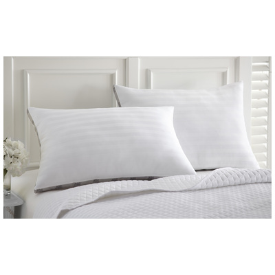 Amrapur 2-pack 500 Thread Count 100% Cotton Dobby Stripe Down Alternative King Pillows 5DWN500G-WHT-KG