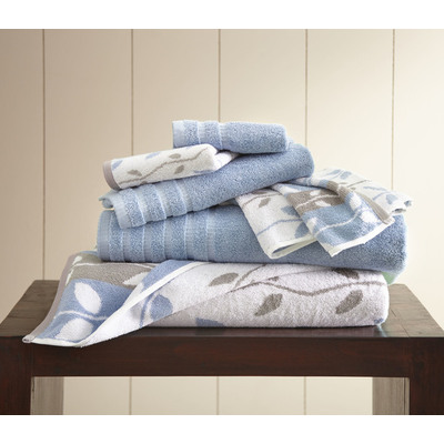 Amrapur 6-piece Yarn Dyed Towel Set Lattice Rod Blue 5YDJLTCG-BLU-ST