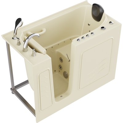 Anzzi Coupe Series 26 in. x 53 in. Left Drain Quick Fill Walk-In Whirlpool and Air Tub with Powered Fast Drain in Biscuit, 191042081253, AZ2653LBD