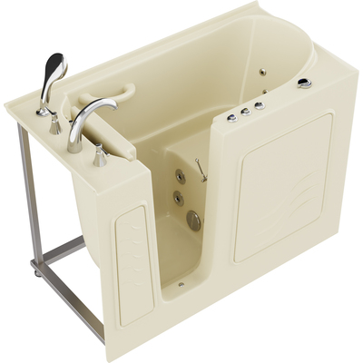 Anzzi Coupe Series 26 in. x 53 in. Left Drain Quick Fill Walk-In Whirlpool Tub with Powered Fast Drain in Biscuit, 191042081260, AZ2653LBH