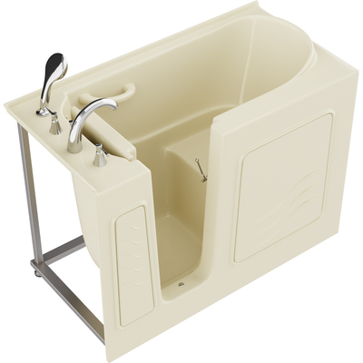 Anzzi Coupe Series 26 in. x 53 in. Left Drain Quick Fill Walk-In Soaking Tub in Biscuit, 191042081277, AZ2653LBS