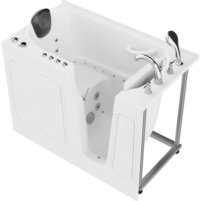 Anzzi Coupe Series 29 in. x 52 in. Right Drain Quick Fill Walk-In Whirlpool and Air Tub with Powered Fast Drain in White, 191042081499, AZ2952RWD