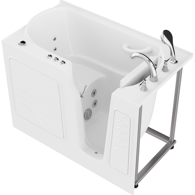 Anzzi Coupe Series 29 in. x 52 in. Right Drain Quick Fill Walk-In Whirlpool Tub with Powered Fast Drain in White, 191042081505, AZ2952RWH