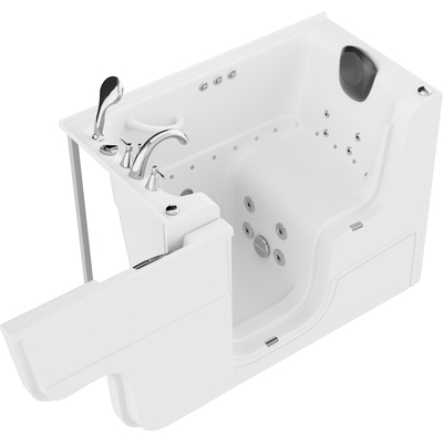 Anzzi Coupe Series 29 in. x 53 in. Left Drain Wheelchair Access Walk-In Whirlpool and Air Tub with Powered Fast Drain in White, 191042081536, AZ2953WCALWD