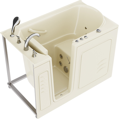Anzzi Coupe Series 30 in. x 53 in. Left Drain Quick Fill Walk-In Whirlpool Tub with Powered Fast Drain in Biscuit, 191042081611, AZ3053LBH