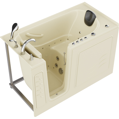 Anzzi Coupe Series 30 in. x 60 in. Left Drain Quick Fill Walk-In Whirlpool and Air Tub with Powered Fast Drain in Biscuit, 191042081642, AZ3060WILBD