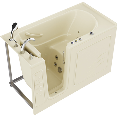 Anzzi Coupe Series 30 in. x 60 in. Left Drain Quick Fill Walk-In Whirlpool Tub with Powered Fast Drain in Biscuit, 191042081659, AZ3060WILBH