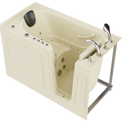 Anzzi Coupe Series 30 in. x 60 in. Right Drain Quick Fill Walk-In Whirlpool and Air Tub with Powered Fast Drain in Biscuit, 191042081680, AZ3060WIRBD