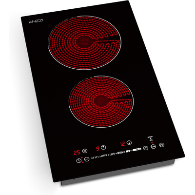 Anzzi Twilight Series 12 in. 2 Elements Glass Top Radiant Electric Cooktop in Black with 1800W, Auto-Off, and Heat Indicator, 191042082168, AZ-CKTEL01