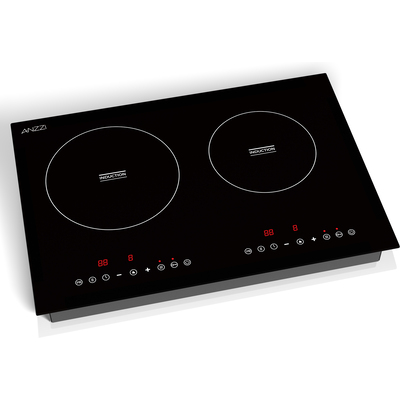 Anzzi Aurora Series 14 in. 2 Elements Glass Top Induction Cooktop in Black with 1800W, Auto-Off, and Child Safety Lock, 191042082151, AZ-CKTID01