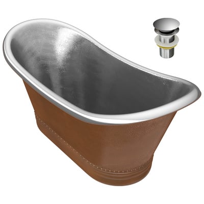 Anzzi Ionian 67 in. Handmade Copper Double Slipper Flatbottom Non-Whirlpool Bathtub in Hammered Antique Copper BT-005