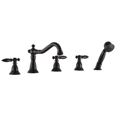 Anzzi Patriarch 2-Handle Deck-Mount Roman Tub Faucet with Handheld Sprayer in Oil Rubbed Bronze FR-AZ091ORB