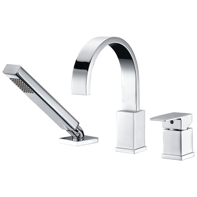 Anzzi Nite Series Single-Handle Deck-Mount Roman Tub Faucet with Handheld Sprayer in Polished Chrome FR-AZ473