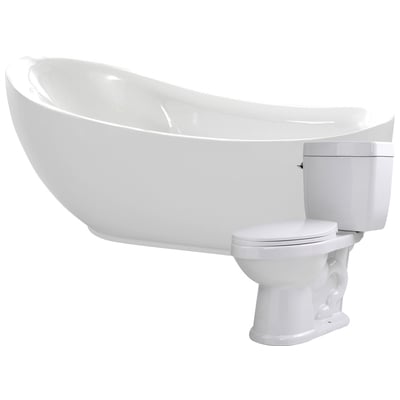 Anzzi Talyah 71 in. Acrylic Soaking Bathtub with Kame 2-piece 1.28 GPF Single Flush Toilet FTAZ090-T055