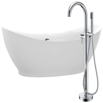 Anzzi Reginald 68 in. Acrylic Soaking Bathtub in White with Kros Faucet in Polished Chrome FTAZ091-0025C