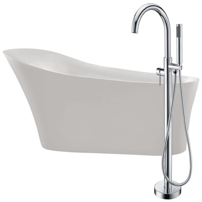 Anzzi Free Standing Bath Tubs, Acrylic,Fiberglass, Chrome, Faucet, White, Acrylic, BATHROOM - Bathtubs - Freestanding Bathtubs - One Piece - Acrylic, 191042028616, FTAZ092-0025C
