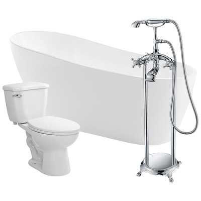 Anzzi Free Standing Bath Tubs, White, Acrylic, BATHROOM - Bathtubs - Freestanding Bathtubs - One Piece - Acrylic, 191042036796, FTAZ093-52C-55
