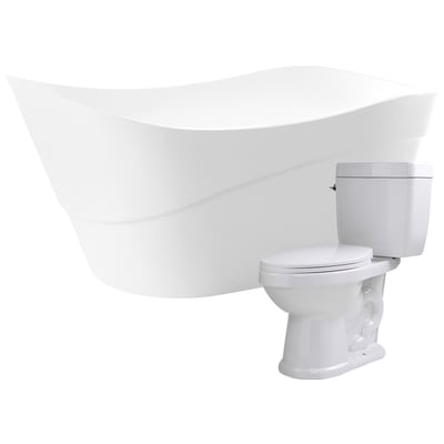 Anzzi Free Standing Bath Tubs, Acrylic,Fiberglass, Toilet, White, Acrylic, BATHROOM - Bathtubs - Freestanding Bathtubs - One Piece - Acrylic, 191042029774, FTAZ094-T065
