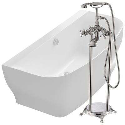 Anzzi Free Standing Bath Tubs, Acrylic,Fiberglass, Brushed Nickel, Faucet, White, Acrylic, BATHROOM - Bathtubs - Freestanding Bathtubs - One Piece - Acrylic, 191042026353, FTAZ112-0052B