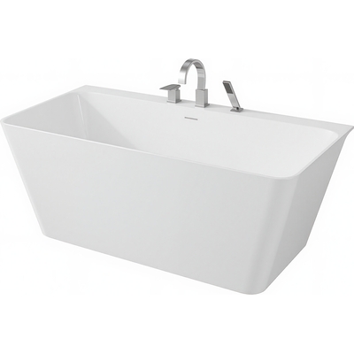 Anzzi Vault Series 59 in. x 30 in. Flat Bottom Acrylic Freestanding Soaking Bathtub with Center Drain, Chrome Faucet, 191042093959, FTAZ11459-473CH