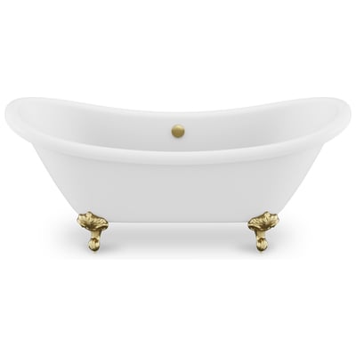 Anzzi Falco 5.8 ft. Claw Foot One Piece Acrylic Freestanding Soaking Bathtub in Glossy White with Brushed Gold Feet FT-AZ132BG