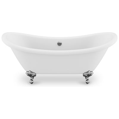 Anzzi Falco 5.8 ft. Claw Foot One Piece Acrylic Freestanding Soaking Bathtub in Glossy White with Polished Chrome Feet FT-AZ132CH
