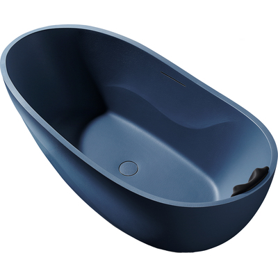 Anzzi Kelut Series 67 in. Flat Bottom Solid Surface Freestanding Soaking Bathtub in Prussian Blue, 191042084087, FT-AZ516