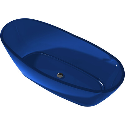 Anzzi Ember 5.4 ft. Solid Surface Center Drain Freestanding Bathtub in Regal Blue, 848308081181, FT-AZ521-BL