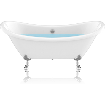 Anzzi 69.29” Belissima Double Slipper Acrylic Claw Foot Tub in White, 191042055797, FT-CF130LXFT-CH