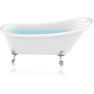 Anzzi 67.32” Diamante Slipper-Style Acrylic Claw Foot Tub in White, 191042055810, FT-CF131LXFT-CH