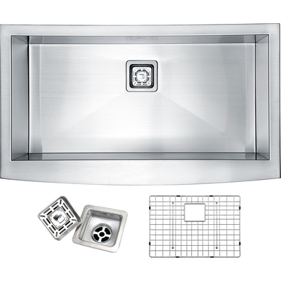 Anzzi Elysian Farmhouse Stainless Steel 32 in. 0-Hole Single Bowl Kitchen Sink in Brushed Satin, 191042004719, K-AZ3320-1AS